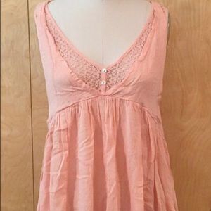 Free people peach flowy high low tank top